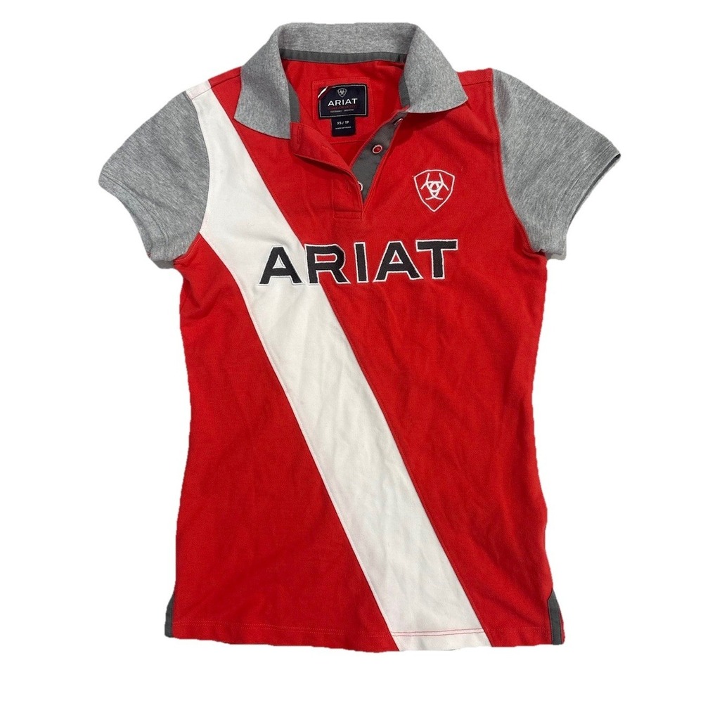 Ariat Women's Taryn Polo Shirt Size XS Red Gray Team Equestrian Performance Top